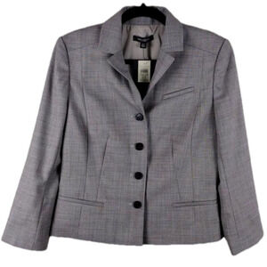Ann Taylor Wool Blend Grey One Notched Collar Single Breasted Long Sleeve Blazer